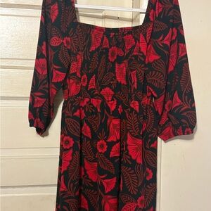 Latino Heritage Month Red and Black Women's Smocked Midi Dress